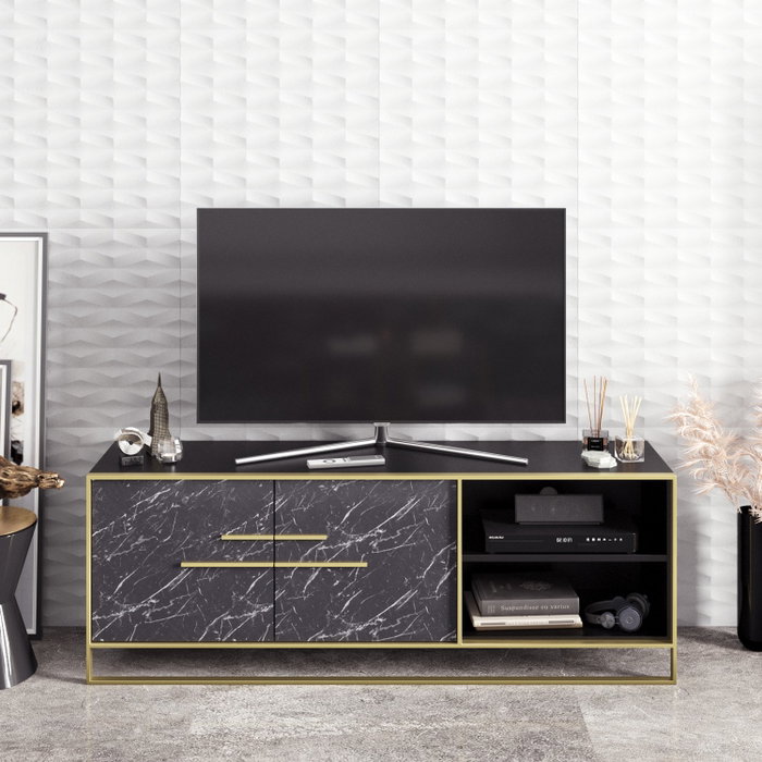 Hanah Home Soporte para TV Polka Negro y Oro Hanah Home Soporte para TV Polka Negro y Oro